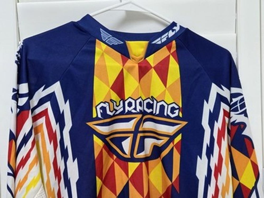 Fly Racing Motorcross Jersey Adult Large Blue Red Yellow MX ATV Dirt Bike... - Picture 2 of 15